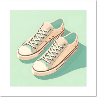 Retro sneakers in pastel hues, minimalist art Posters and Art